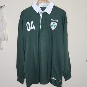 LANSDOWNE Vintage Ireland 4 Provinces Rugby Jersey in Green Long Sleeve • XXL